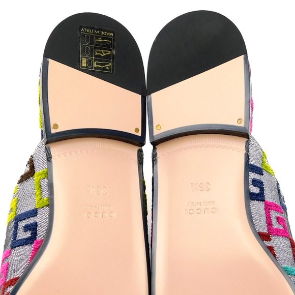 New GUCCI Horse Bit GG Logo Silver Flat Mules 36.5 - Picture 7 of 8